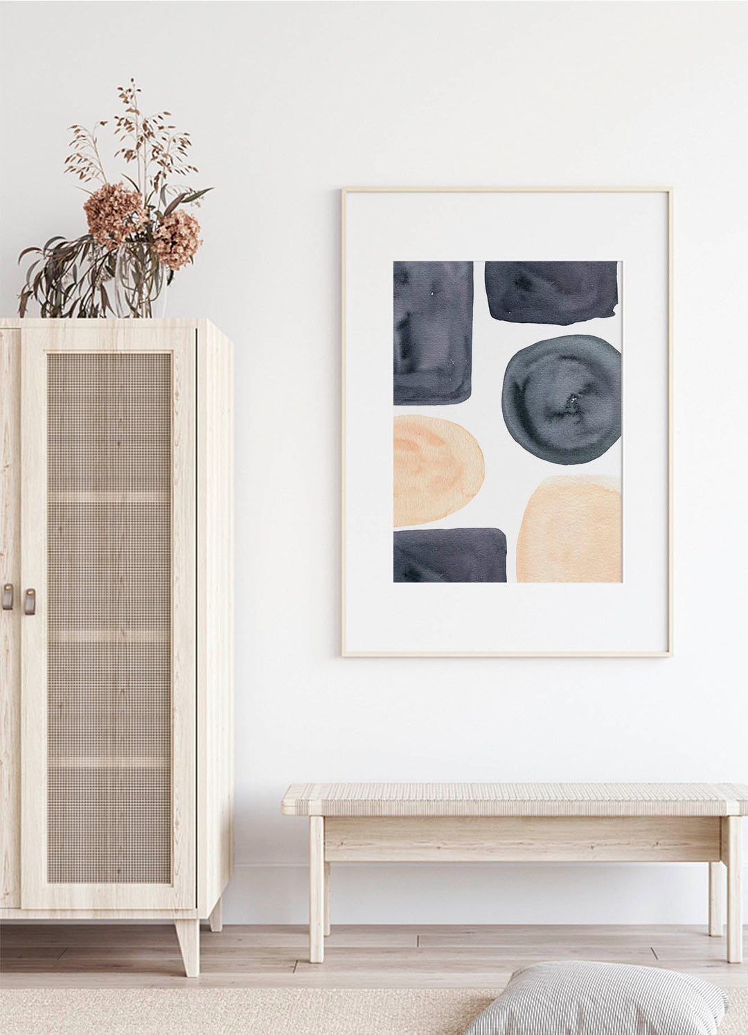 Abstract Watercolor Shapes Art Print – Modern Minimalist Decor