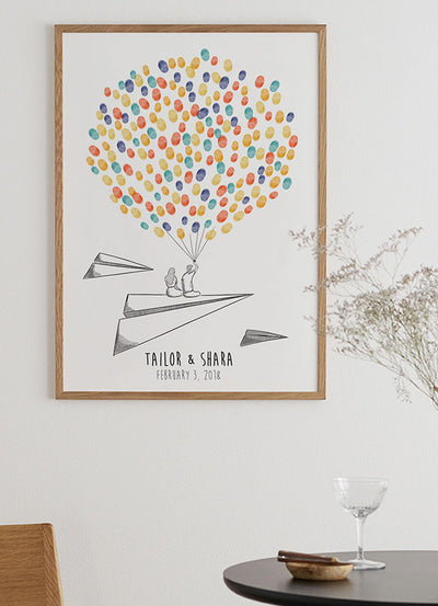 Paper Airplane Love Thumbprint Guest Book