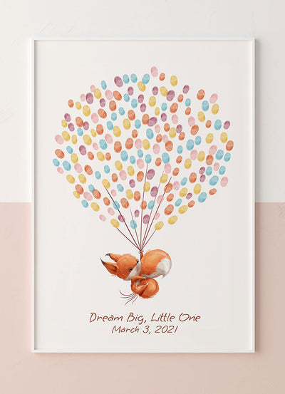 Baby Fox Balloon Fingerprint Guest Book