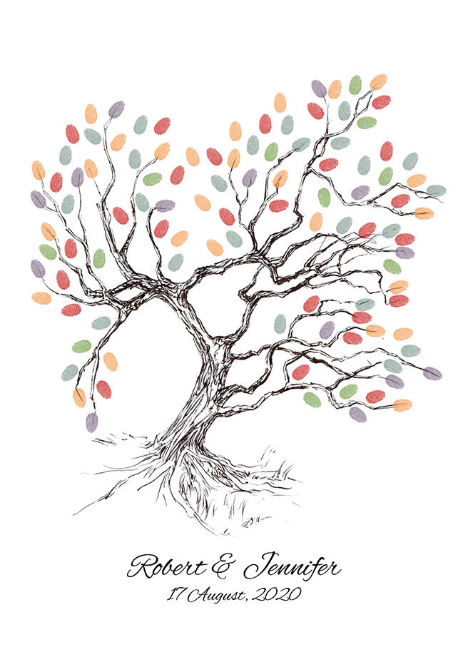 Timeless Love Blossoms Fingerprint Guestbook Tree