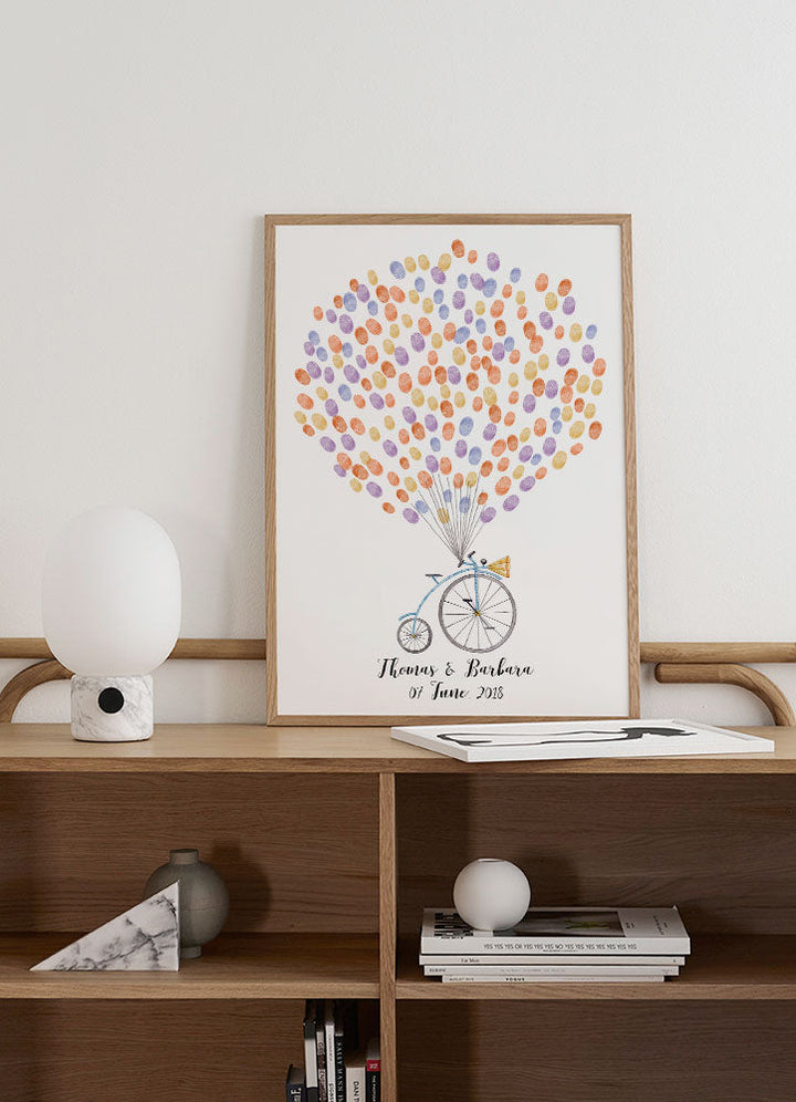 Vintage Bicycle Bubble Fingerprint Guest Book