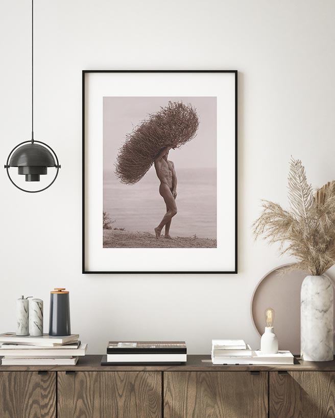 Male Nude with Tumbleweed Poster
