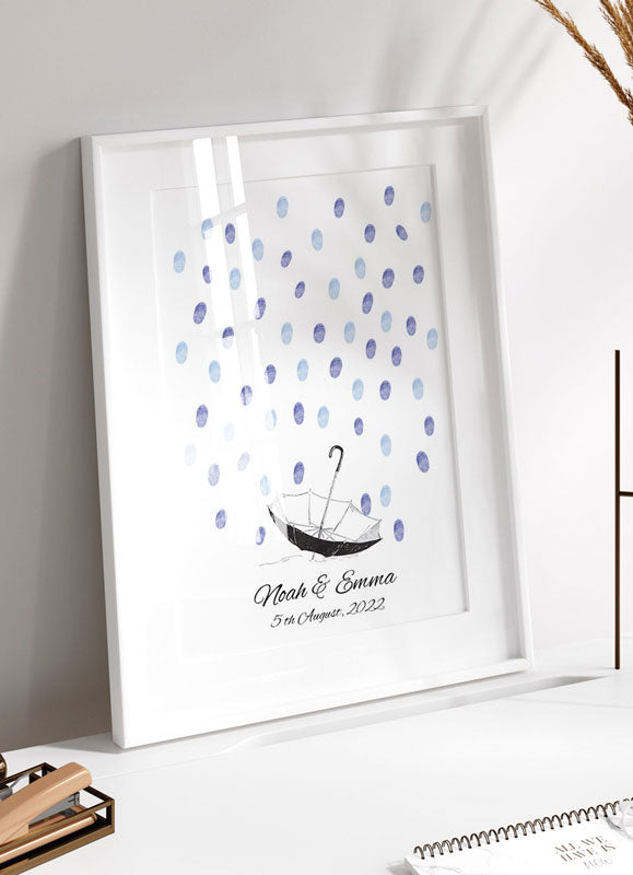 Sketched Umbrella Fingerprint Guest Book