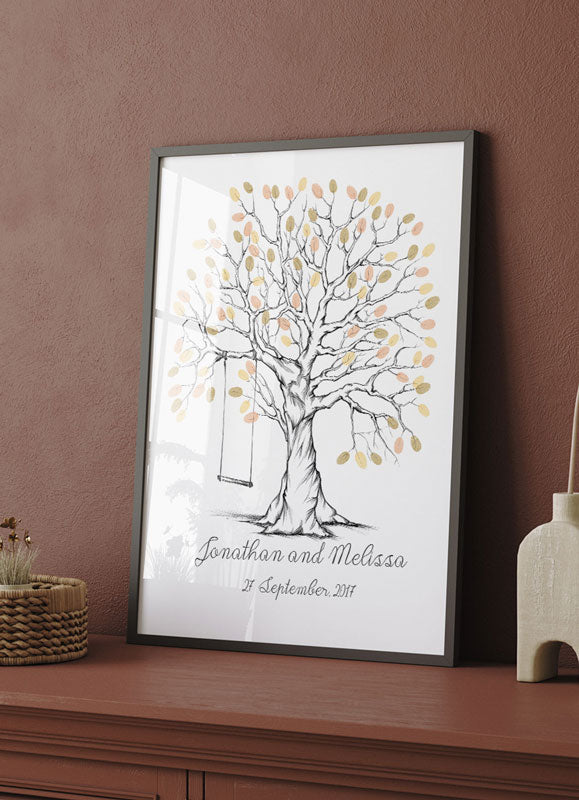 Pencil Sketched Fingerprint Guestbook Tree