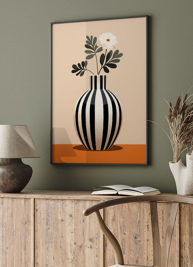 Black and White Striped Vase