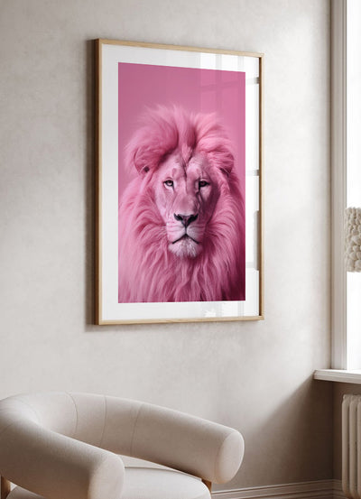 Minimalistische rosa Löwenkunst