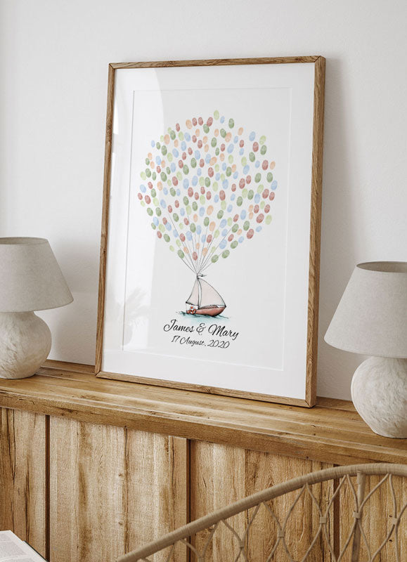 Playful Watercolor Ship Fingerprint Guestbook