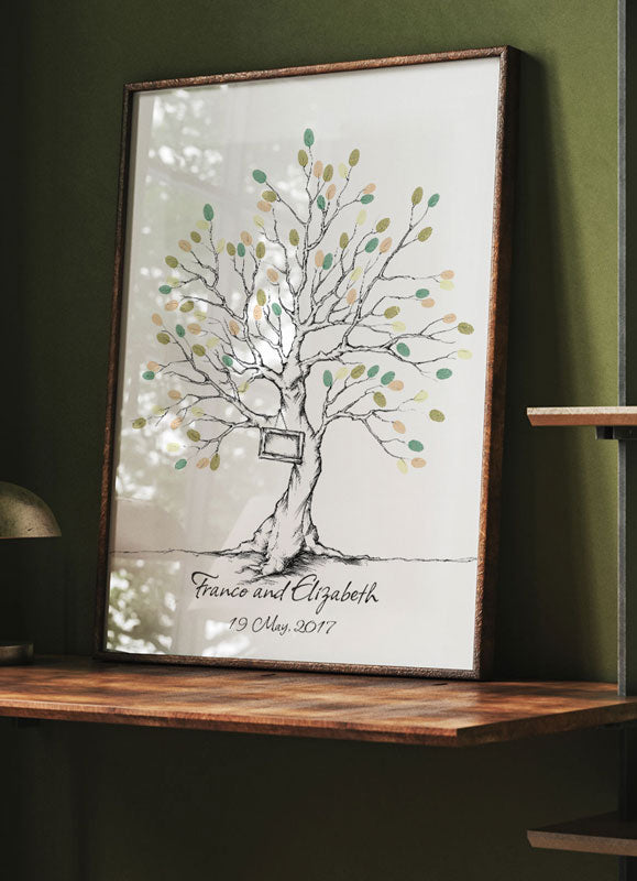 Lovebirds Fingerprint Guestbook Tree