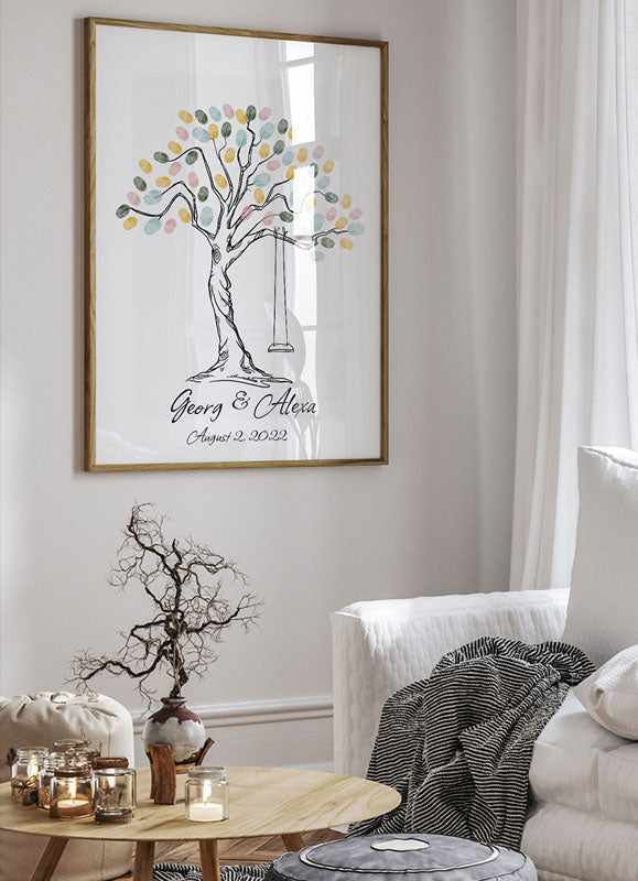 Elegant Sketched Fingerprint Tree Guestbook