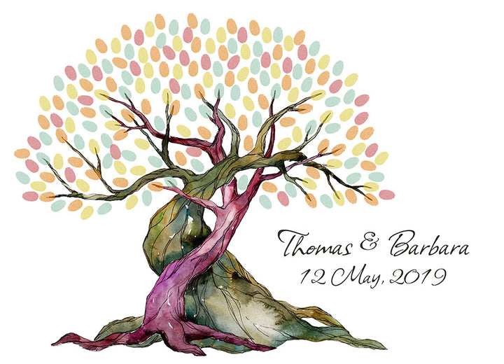 Watercolor Fingerprint Guestbook Tree