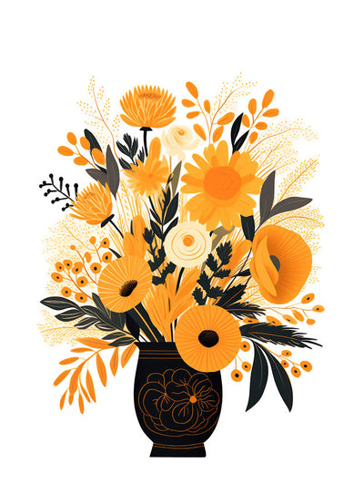 Vibrant Flower Vase Drawing