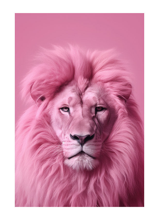 Minimalistic Pink Lion Art