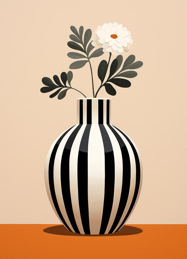 Schwarz-weiß gestreifte Vase