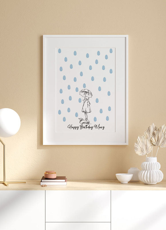 Girl and Dog Rainy Day Fingerprint Guest Book