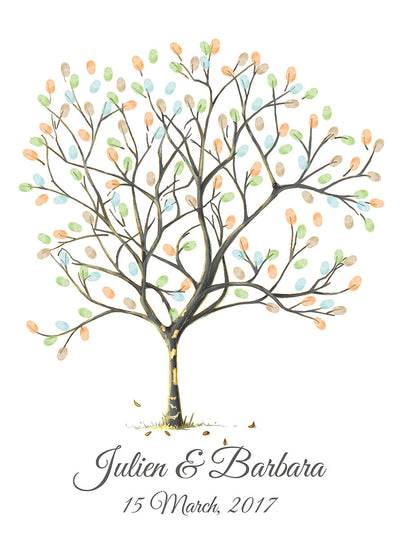 Herbst-Hochzeits-Fingerabdruck-Baum