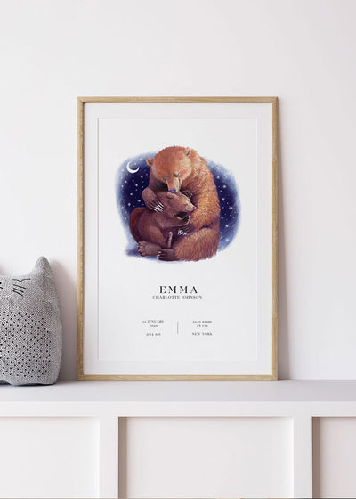 Mother and Baby Bear Personalized Print