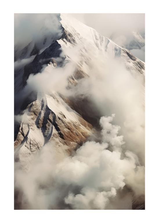 Majestic Mountain Peaks Amidst Clouds