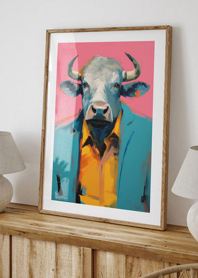 Modern Stylish Cow Art Poster