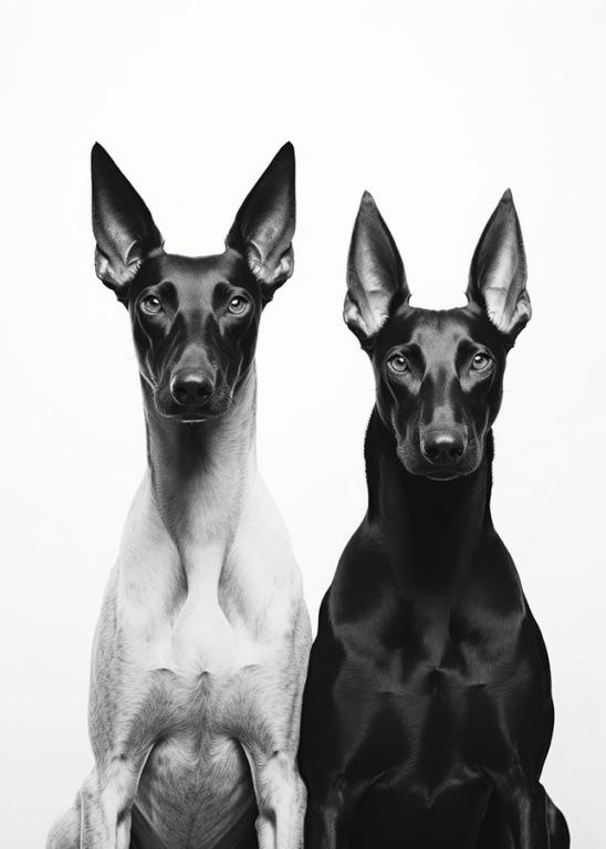 Portrait of Two Doberman Dogs