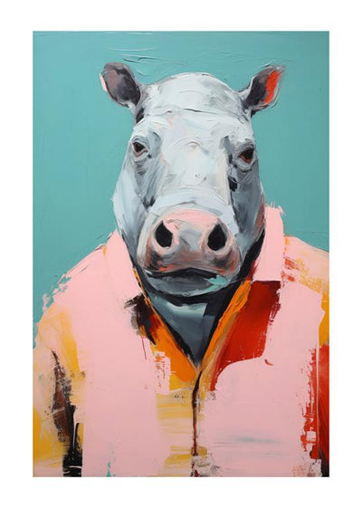 Modern Hippo Colorful Art