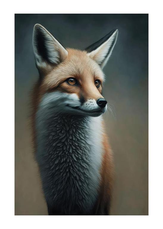Minimalist Fox Face Oil Painting