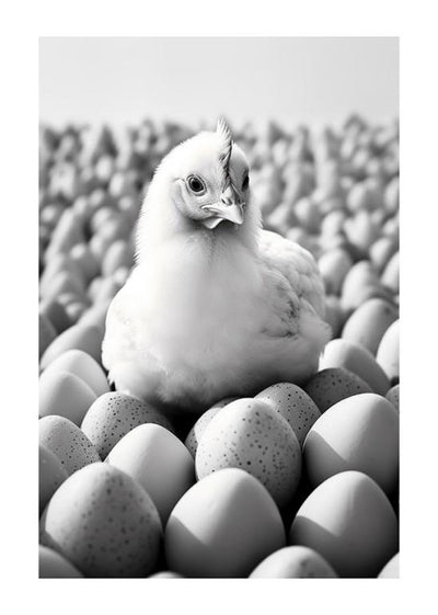 Huhn und weiße Eier