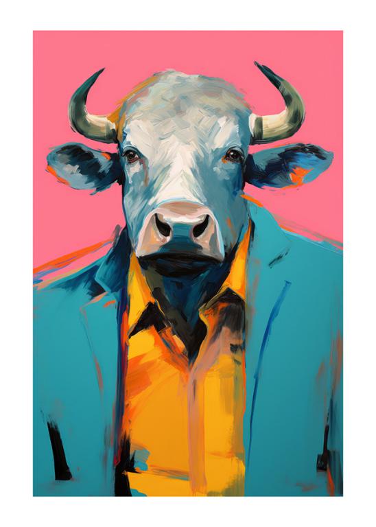 Modernes, stilvolles Kuh-Kunstposter