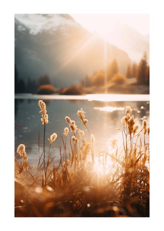 Sunset Over Mountain Lake