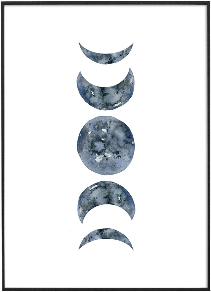 WATERCOLOR MOON PHASESPosterFinger Art PrintsMARY & FAP