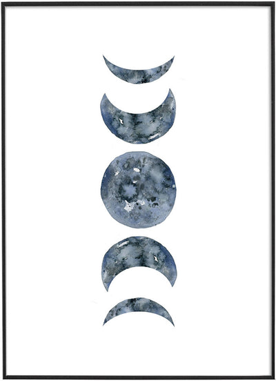 WATERCOLOR MOON PHASESPosterFinger Art PrintsMARY & FAP