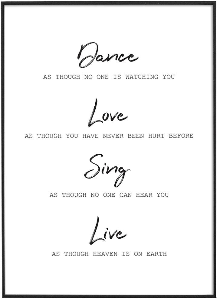 DANCE, LOVE, SING, LIVEPosterFinger Art PrintsMARY & FAP