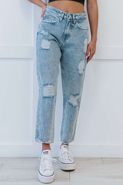 Distressed High Waist Mom JeansTrendsiMARY & FAP