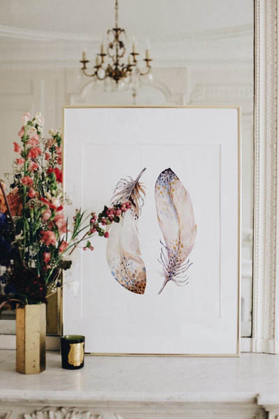 FEATHER WATERCOLOR POSTERPosterFinger Art PrintsMARY & FAP