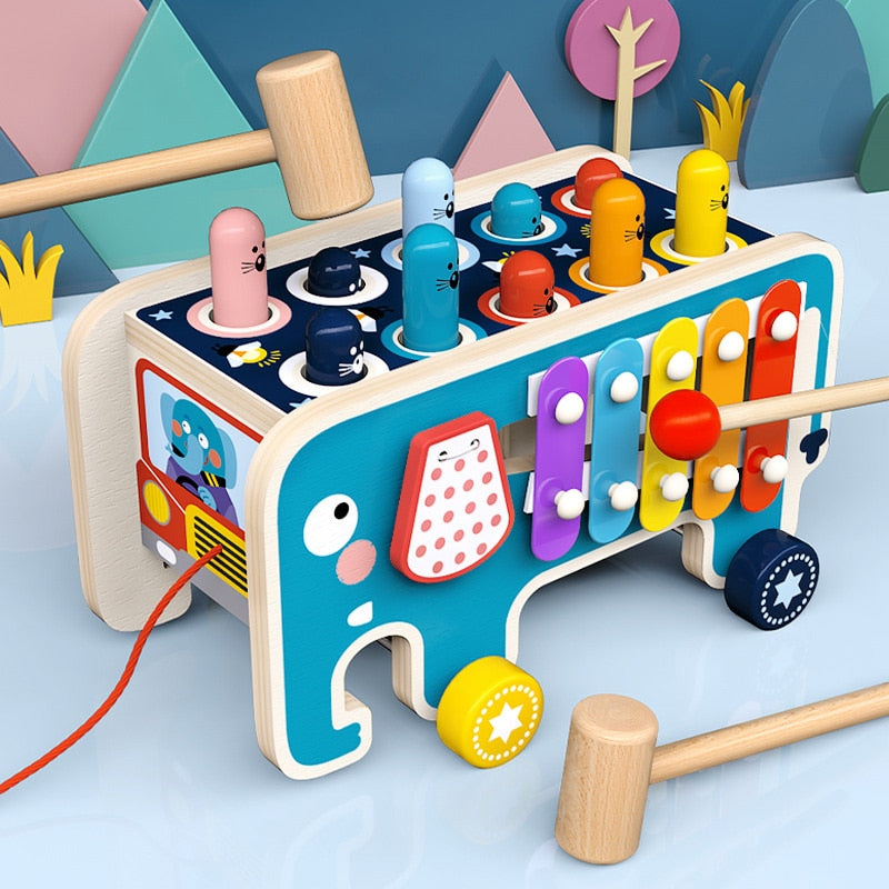 Colorful Wooden Whack-A-Mole Game for Early Education and Development