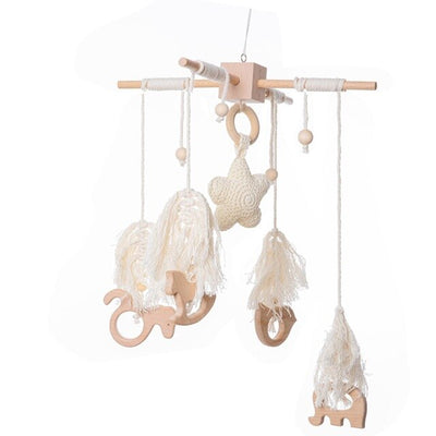 Wooden Baby Mobile with Rotating Rattle and Music