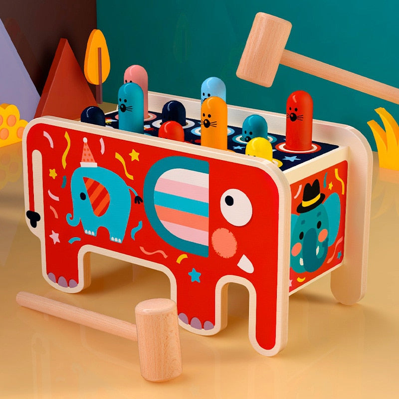 Buntes Whack-A-Mole-Spiel aus Holz für die frühe Bildung und Entwicklung
