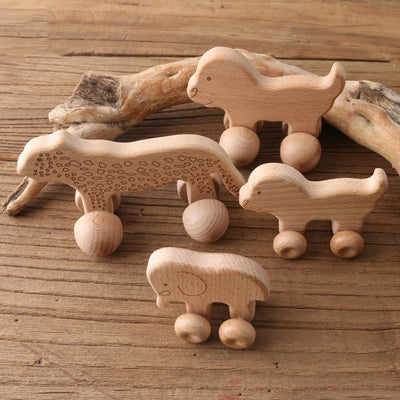 Tierbeißringe aus Holz für Babys