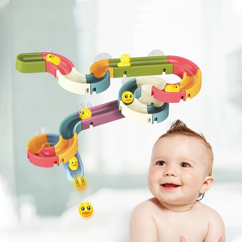Duck Bath Toys with Track and Suction Set for Kids