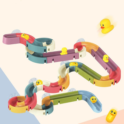 Duck Bath Toys with Track and Suction Set for Kids