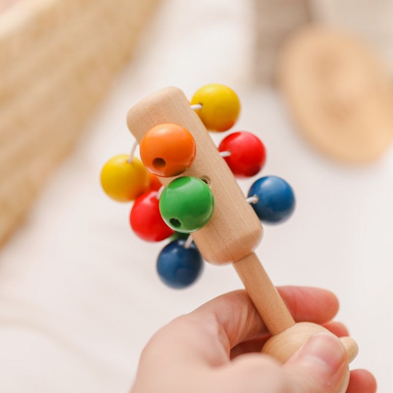 Wooden Animal Bell Rattle for Babies - Safe and Natural Toy for Early Development