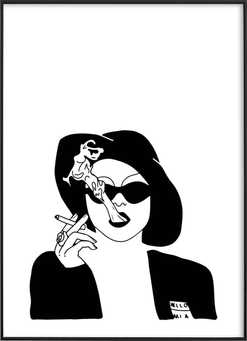 Woman With Cigarette Illustration PosterPosterMARY&FAPMARY & FAP