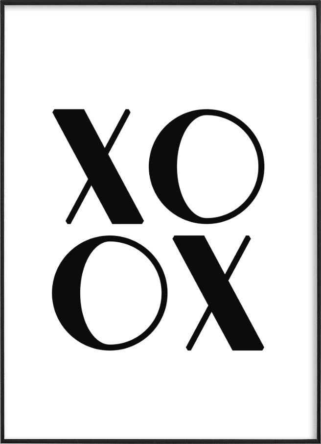 Typography poster featuring the letters ‘X’ and ‘O’ in a creative pattern, symbolizing modern chic and style.