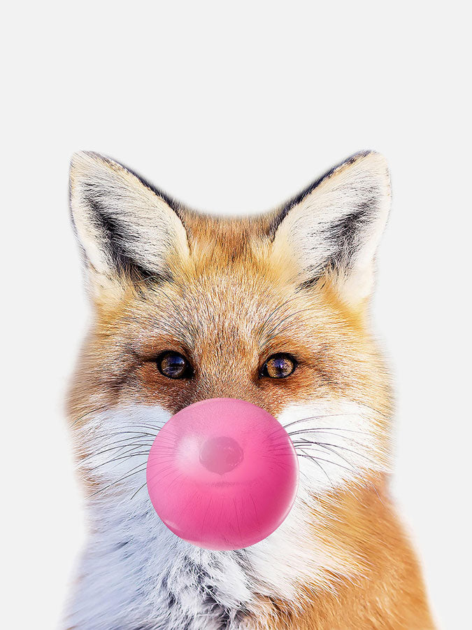 baby fox with bubble gum, Poster, 0? - 50?, A4 (21 x 29.7 cm), A3 (29.7 x 42 cm), A3+ (32.9 x 48.3 cm), 8*10" in, _tab_product-description-matte, _tab_shipping-and-returns, _tab_size-chart, ALL POSTERS, Baby Animals, Kids