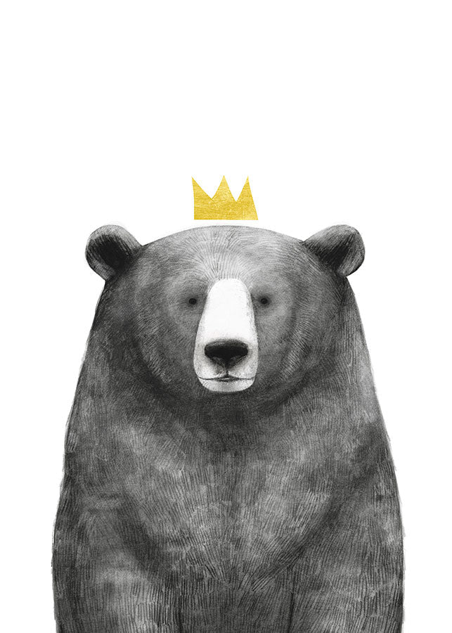 bear in golden crown poster, Poster, 0? - 50?, A4 (21 x 29.7 cm), A3 (29.7 x 42 cm), A3+ (32.9 x 48.3 cm), 8*10" in, _tab_product-description-matte, _tab_shipping-and-returns, _tab_size-chart, ALL POSTERS, Bedroom