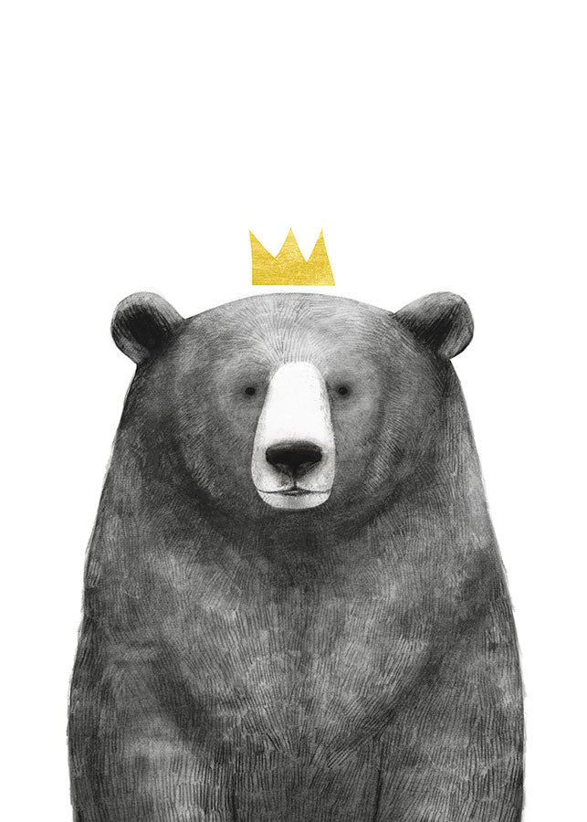 bear in golden crown poster, Poster, $10 - $50, 12*16" in, 12*18" in, 16*20" in, 18*24" in, 24*36" in, 8*10" in, _tab_product-description-matte, _tab_shipping-and-returns, _tab_size-chart, ALL POSTERS, Bedroom