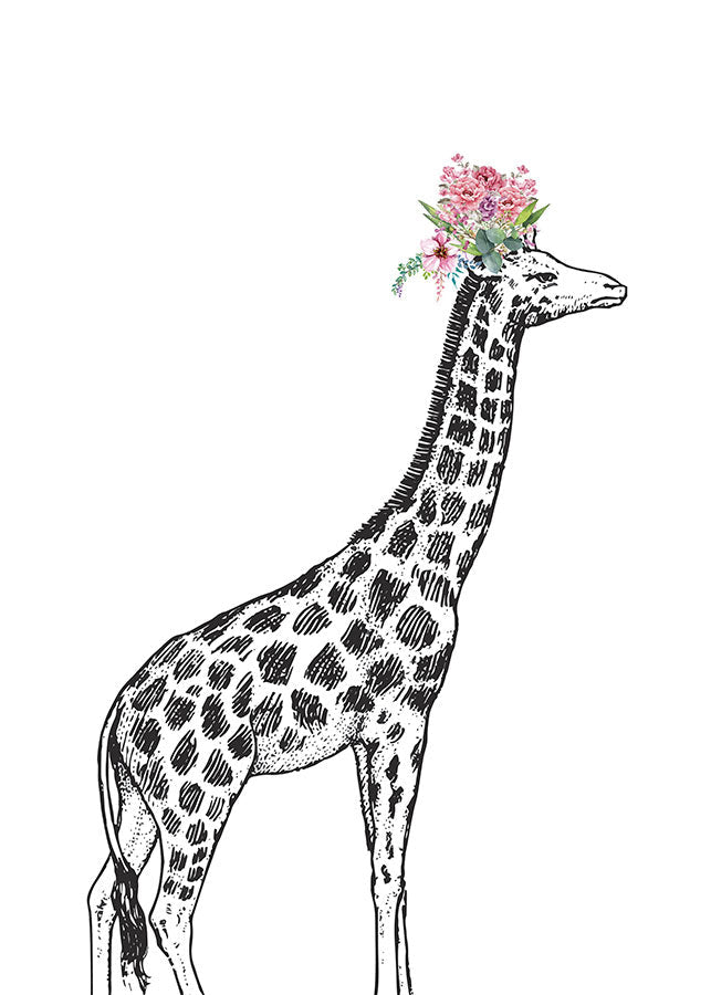 Giraffe with flower crownPosterMARY&FAPMARY & FAP