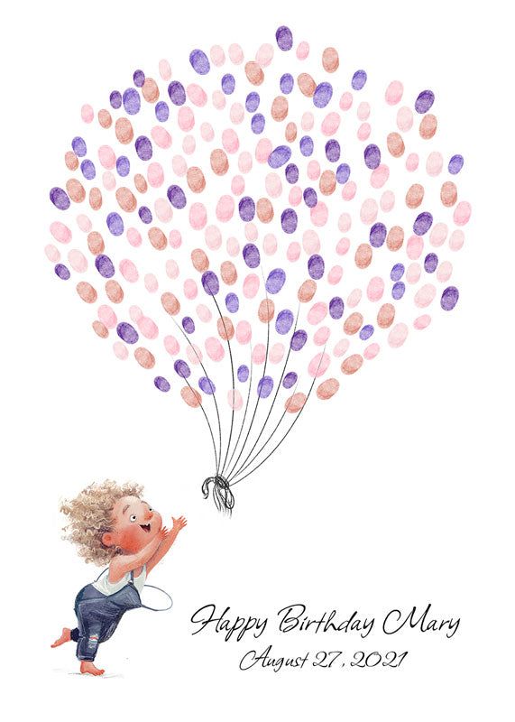 Baby Birthday Thumbprint Guestbook, Guest Books, A5 (14.8 x 21 cm), 12*16" (305*406 mm), 16*20" (410*510 mm), 18*24" (457*610 mm), 20*24" (510*610 mm), 8*10" (200*250 mm), _tab_01-how-to-or