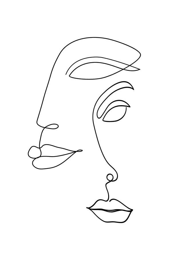 FEMALE FACES LINE ARTPosterMARY & FAPMARY & FAP