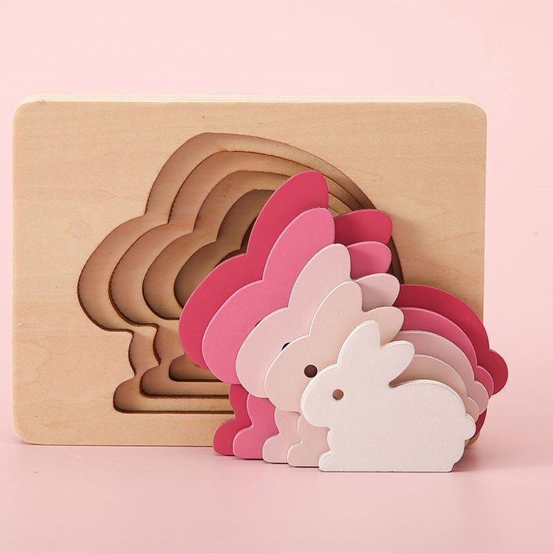 Animal 3D Puzzle Set - Wooden Montessori Toy for Kids