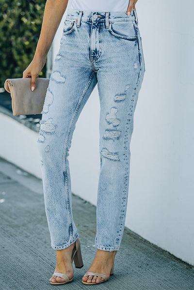 Acid Wash Distressed Jeans with PocketsTrendsiMARY & FAP